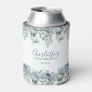Dusty Blue Floral 100. Geburtstag Custom Dosenkühler