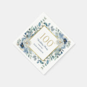 Dusty Blue Floral 100. Geburtstag Serviette (Ecke)