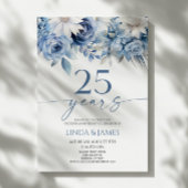 Dusty Blue Floral 25th Wedding Anniversary Einladung
