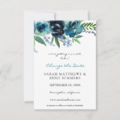 Dusty Blue Floral 2 Ändern Sie das Datum Save The Date (Vorderseite)