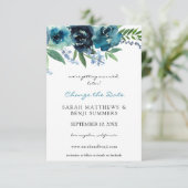 Dusty Blue Floral 2 Ändern Sie das Datum Save The Date (Stehend Vorderseite)