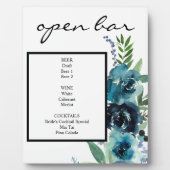 Dusty Blue Floral 2 Bar Sign Easel Fotoplatte (Vorderseite)