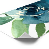 Dusty Blue Floral 2 Begrüßung Version 2 Poster (Ecke)