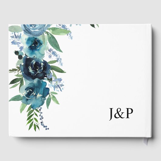 Dusty Blue Floral 2 Gästebuch (Rückseite)