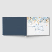 Dusty Blue Floral 2 Gold Wedding Gästebuch (Voll)