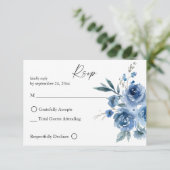 Dusty Blue Floral 2 mündlich RSVP Karte (Stehend Vorderseite)