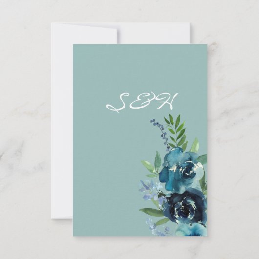 Dusty Blue Floral 2 Save The Date (Rückseite)