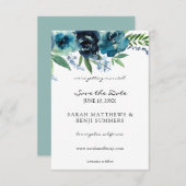 Dusty Blue Floral 2 Save The Date (Vorne/Hinten)