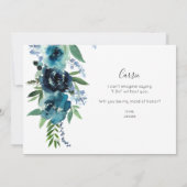 Dusty Blue Floral 2 Trauzeugin Matron Blume Einladung (Rückseite)