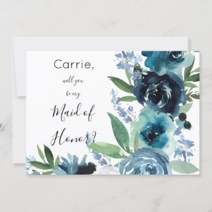Dusty Blue Floral 2 Trauzeugin Matron Blume Einladung
