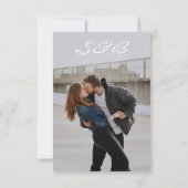 Dusty Blue Floral 2 und Ihr Foto Save The Date (Rückseite)