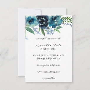 Dusty Blue Floral 2 und Ihr Foto Save The Date