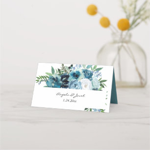 Dusty Blue Floral 2 Version 2 Platzkarte