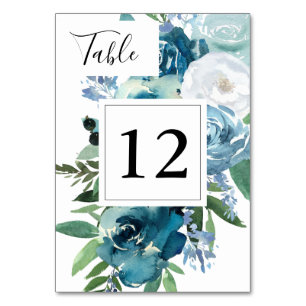 Dusty Blue Floral 2 VS 2 Tischnummer