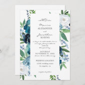 Dusty Blue Floral 2 Wedding Einladung (Vorne/Hinten)