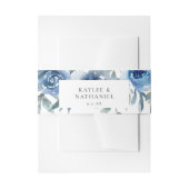 Dusty Blue Floral 5 Einladung Bauchband Einladungsbanderole (Vorderseite Beispiel)
