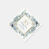 Dusty Blue Floral 85. Geburtstag Serviette (Ecke)