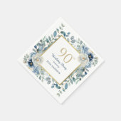 Dusty Blue Floral 90. Geburtstag Serviette (Ecke)