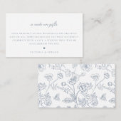 Dusty Blue Floral A Note on Gifts Wedding Begleitkarte (Vorne/Hinten)