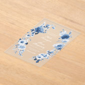 Dusty Blue Floral Acrylic Wedding Acryleinladungen (Ablage )