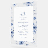 Dusty Blue Floral Acrylic Welcome Sign Acrylschild (Winkel)