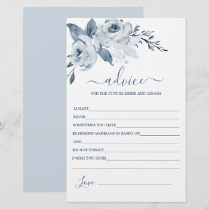 Dusty Blue Floral Advice für die Bride Card