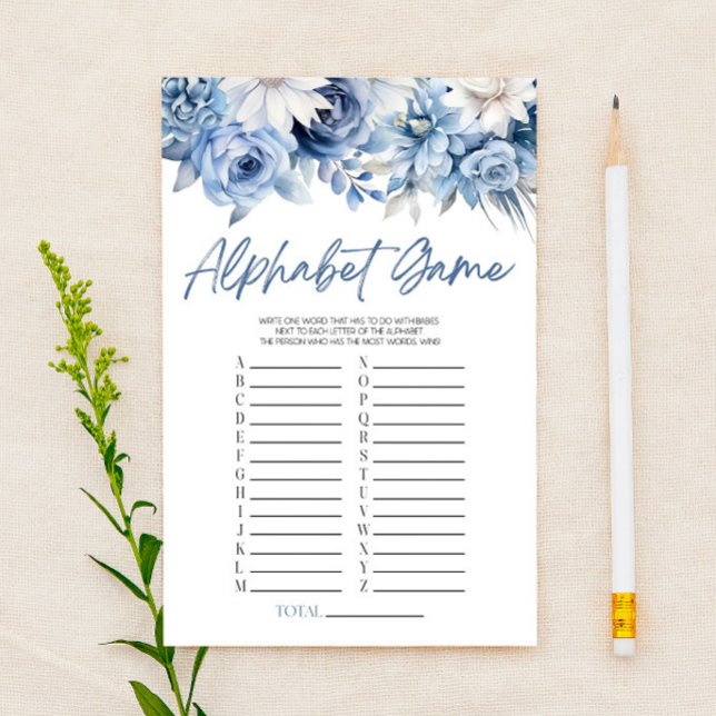 Dusty Blue Floral Alphabet Baby Showspiel (Von Creator hochgeladen)