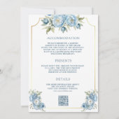 Dusty Blue Floral Ampersand auf einer Hochzeit Einladung (Rückseite)