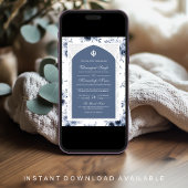 Dusty Blue Floral Anand Karaj Punjabi Sikh Wedding Einladung