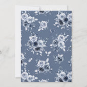 Dusty Blue Floral Anand Karaj Punjabi Sikh Wedding Einladung (Rückseite)