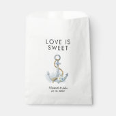 Dusty Blue Floral Anchor Gastgeschenk Hochzeit Bag Geschenktütchen (Vorderseite)