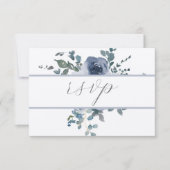 Dusty Blue Floral and Gray Wedding RSVP Einladung (Vorderseite)