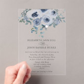 Dusty Blue Floral and Grey Acrylic Invitation Acryleinladungen (Insitu (Handheld))