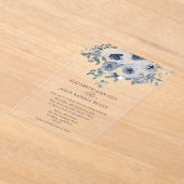 Dusty Blue Floral and Grey Acrylic Invitation Acryleinladungen (Ablage )