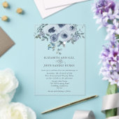 Dusty Blue Floral and Grey Acrylic Invitation Acryleinladungen (In Situ (Hochzeit))