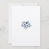 Dusty Blue Floral and Grey Wedding Invitation Einladung (Rückseite)
