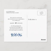 Dusty Blue Floral Ändern das Datum verschoben Postkarte (Rückseite)