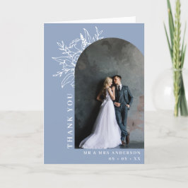 Dusty Blue Floral Arch Foto eingewickelt Dankeskarte