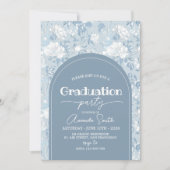 Dusty Blue Floral Arch Graduation Invite Einladung (Vorderseite)