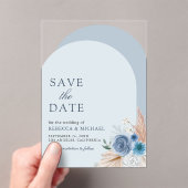 Dusty Blue Floral Arch Wedding Save the Date Acryleinladungen (Insitu (Handheld))