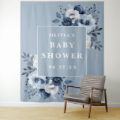 Dusty Blue Floral Baby Dusche Foto Hintergrund Wandteppich (Beispiel)