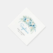 Dusty Blue Floral Baby Dusche Party Serviette (Ecke)