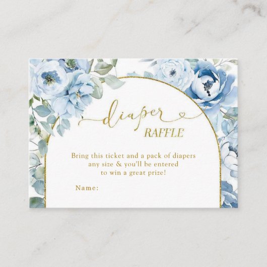 Dusty Blue Floral Baby Dusche Windelwanne Windelwa Begleitkarte (Vorderseite)