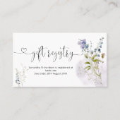Dusty Blue Floral Baby Shower-Registrierung Visitenkarte (Vorderseite)