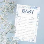 Dusty Blue Floral Baby Vorhersagen und Advice Game Flyer