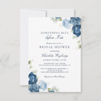 Dusty Blue Floral bevor ich Skript-Brautparty Einladung