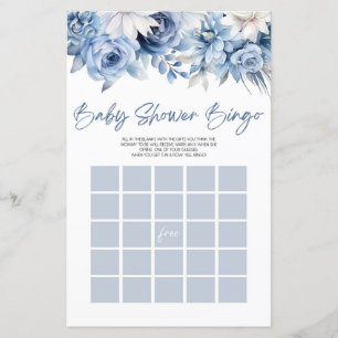Dusty Blue Floral Bingo Baby Showspiel