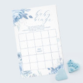 Dusty Blue Floral BINGO Babyduschenspiel Flyer