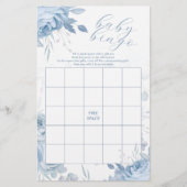 Dusty Blue Floral BINGO Babyduschenspiel Flyer (Vorne)