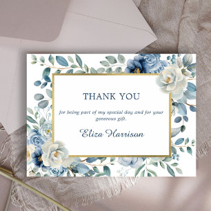 Dusty Blue Floral Birthday Dankeskarte